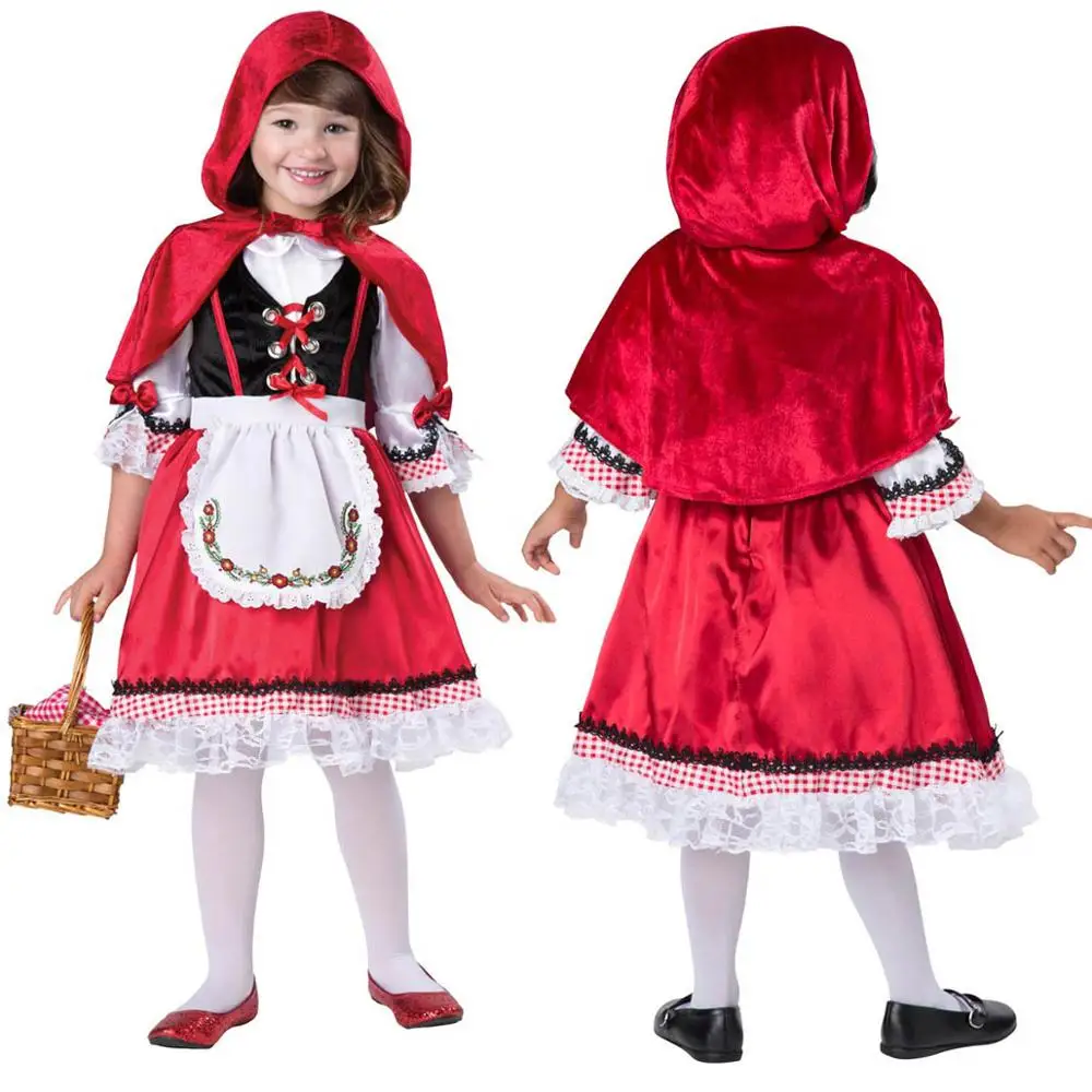 Детский костюм Красной Шапочки Пурима для девочек; карнавальный костюм на Хэллоуин; одежда принцессы для сцены; нарядное платье для костюмированной вечеринки