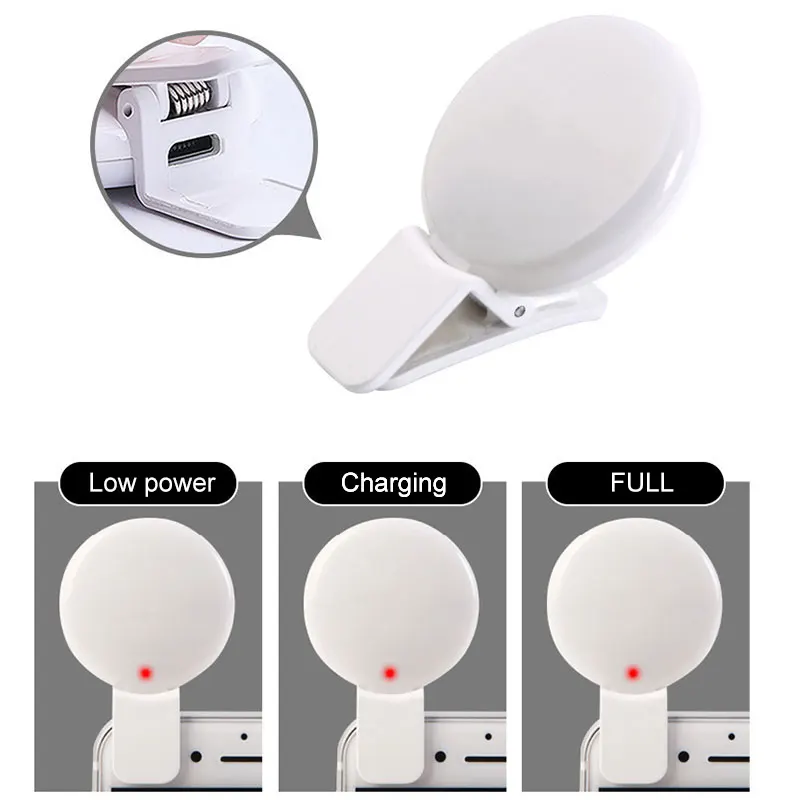Clip-on Selfie Ring Light For Smartphone iPhone iPad Samsung Galaxy Smartphone Selfie Portable Flash Led Phone Right Light HA