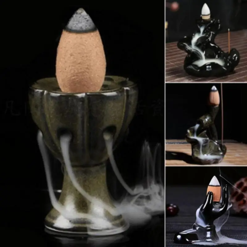 Sandalwood Backflow Incense Burner Holder Exquisite Ceramic Stick Incense Holder Porcelain Smoke
