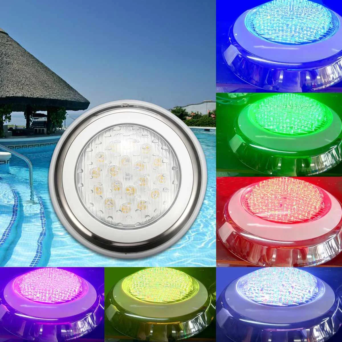 

AC 24V 18W Multi-color Led Swimming Pool Light IP68 Waterproof Outdoor RGB UnderWater Lamp Pond Led Piscina Luz Spotlight
