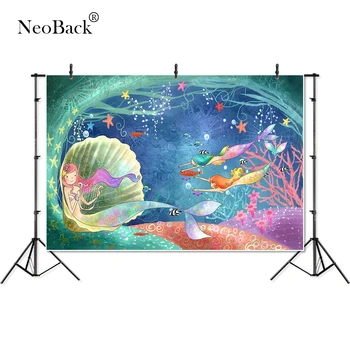 

Thin Vinyl under seabed little mermaid fish shell coral baby Photography studio Background professional indoor Photo Backdrop