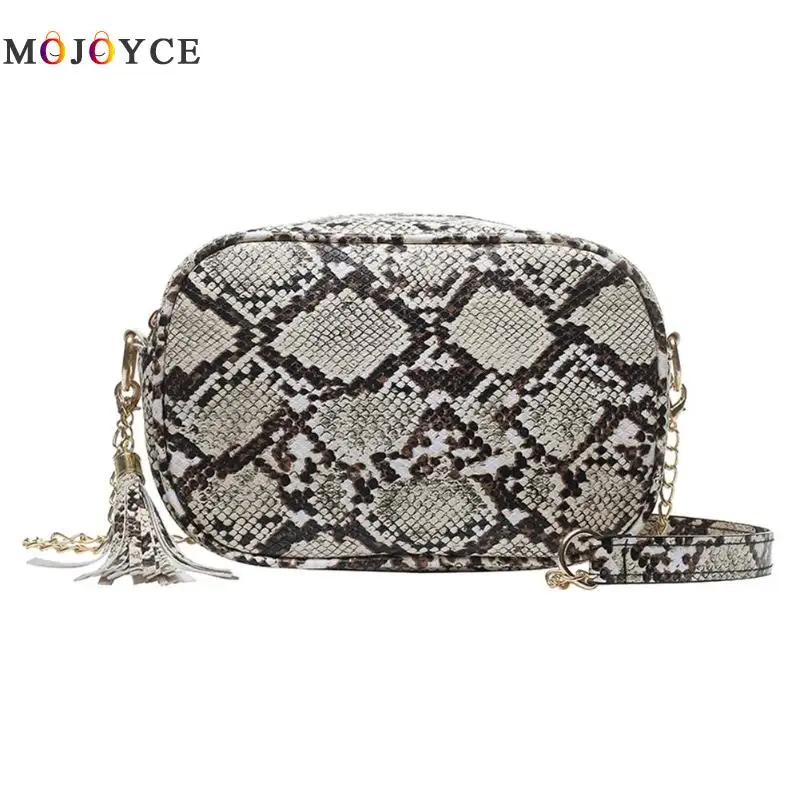 ثعبان طباعة بو الجلود Crossbody حقائب للنساء الأزياء شرابة اعوج حقيبة كتف