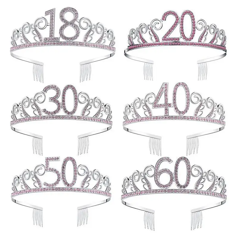 

Bride Crown Popular Rhinestones High-Grade Crown Headdress Wedding Accessories Tiara 18 20 21 30 50th Birthday Crown Party Favor