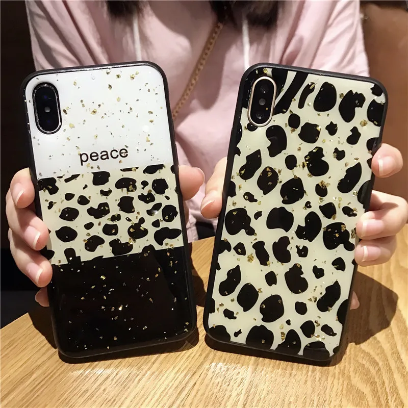 

3c Fashion Phone Case For Iphone 6 7 8 Plus X Xr Xs Max Luxury Glitter Bling Foil Leopard Print Hard Pc For Iphone 6 Phone Case