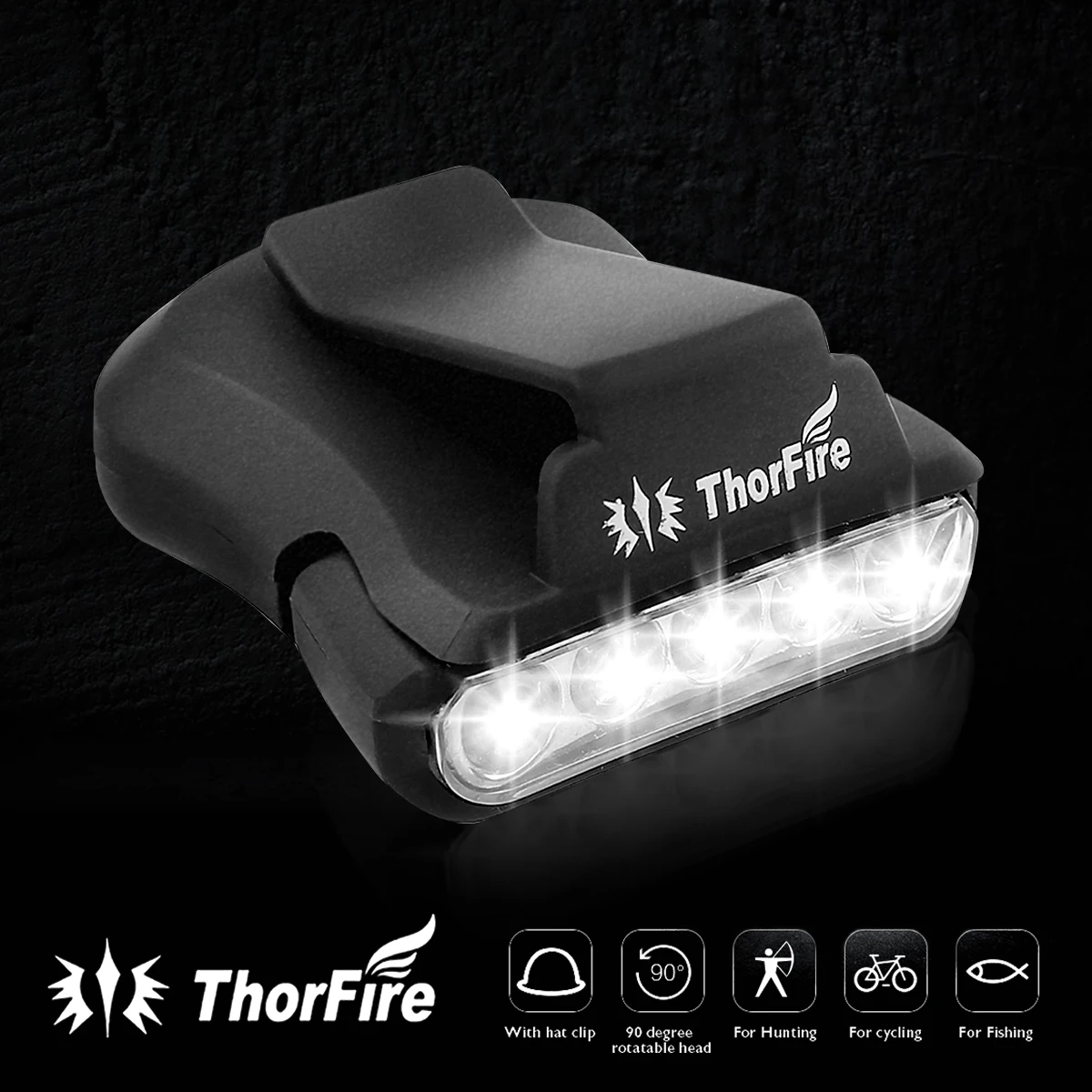 Налобный фонарь ThorFire 5 светодиодов вращающийся светильник с креплением на шляпу