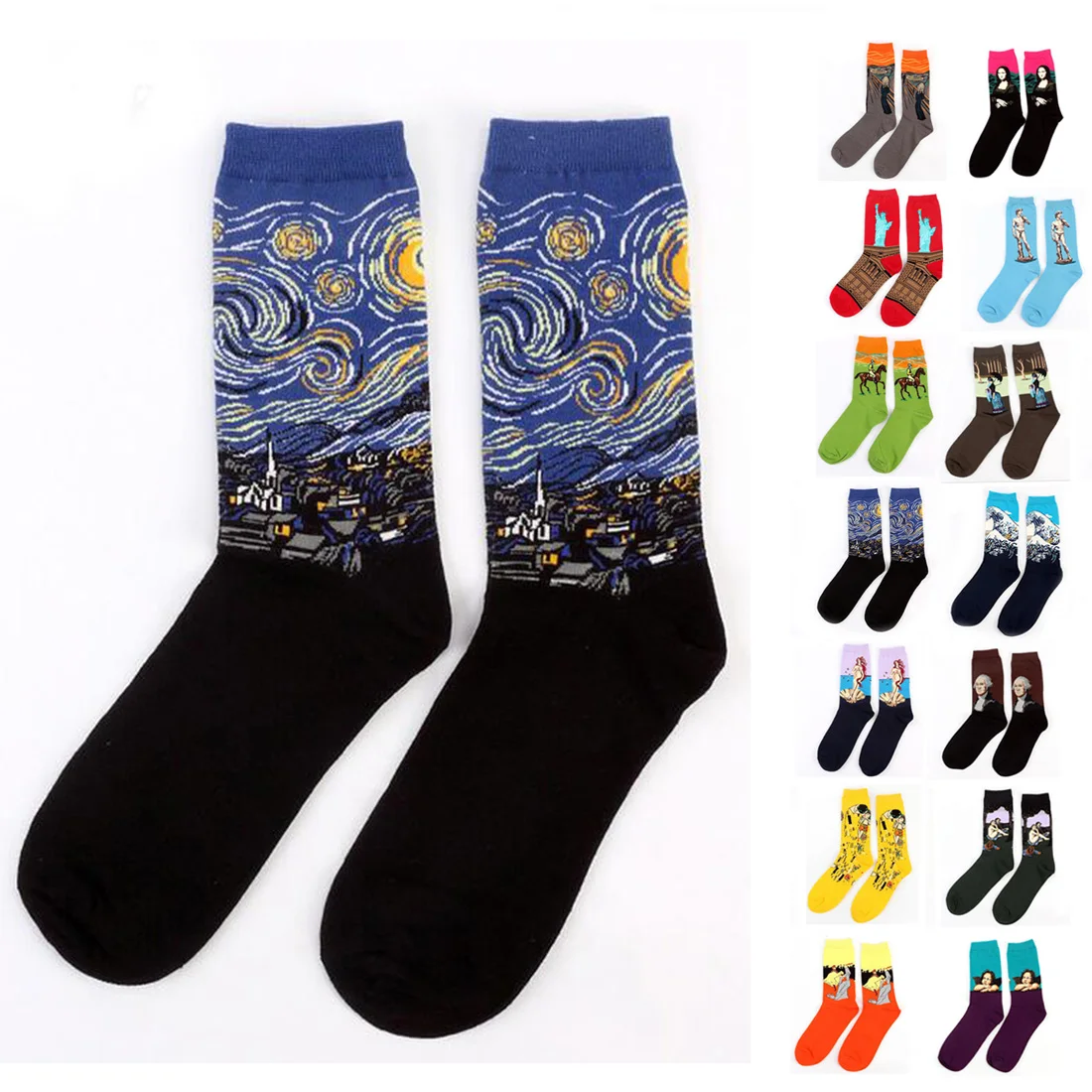 

Funny Socks New Men And Women Socks Autumn winter Retro New Art Mural World Famous Oil Painting Series