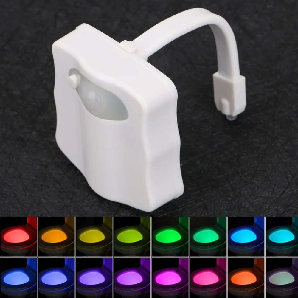 Цветная заряжаемая Светодиодная лампа для уборной умный датчик движения человека лампа для ванной пассивный инфракрасный датчик ночного освещения автоматический активированный RGB Туалет Свет