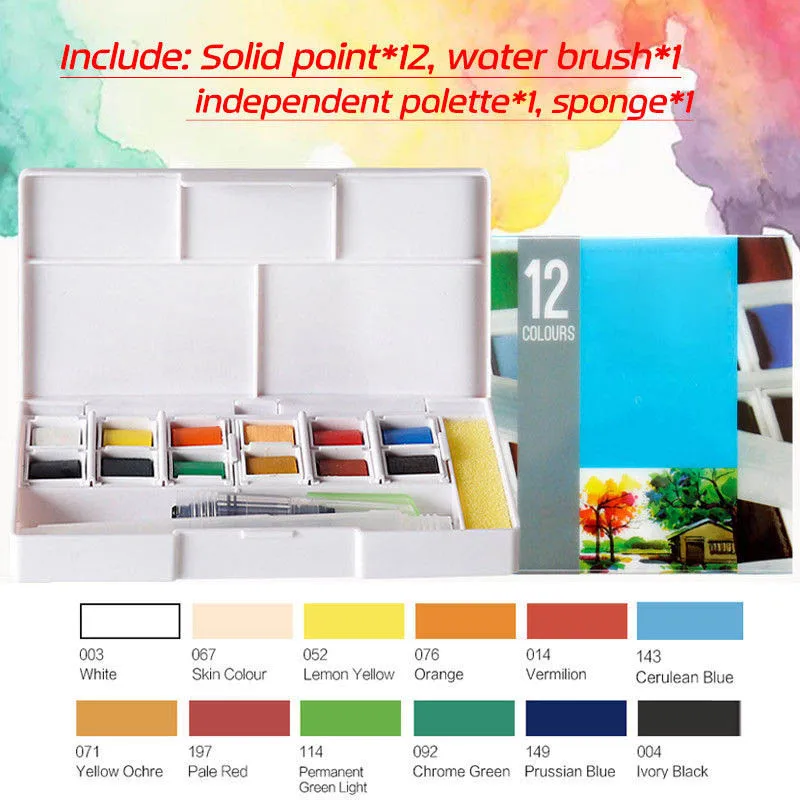

12/18/24/30/36/40/48 Colors Solid Watercolor Paints Set Drawing Paint By Number Package