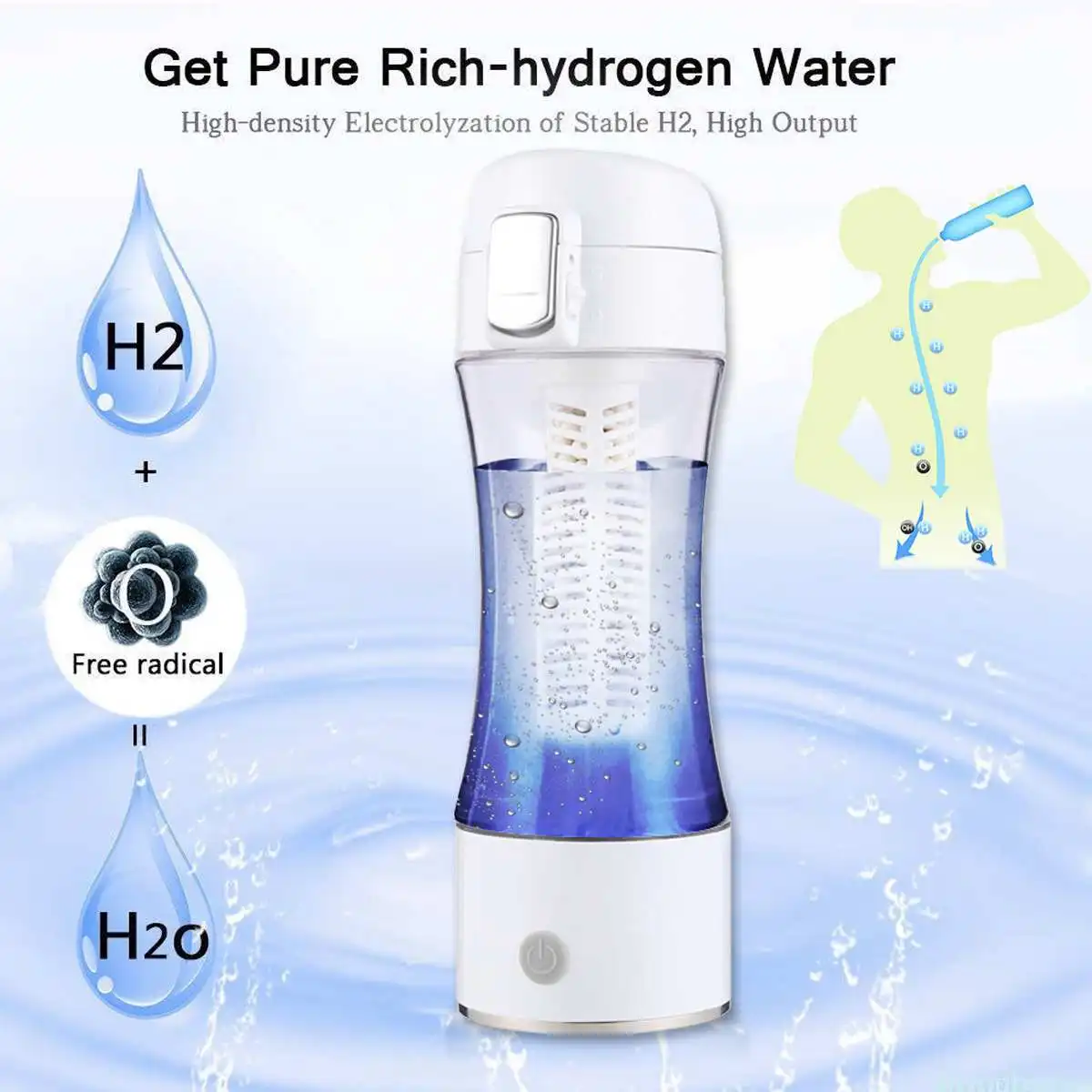 

Portable for Hydrogen Rich Water Maker Ionizer Generator Water Bottle Cup USB Healthy Smart Cup
