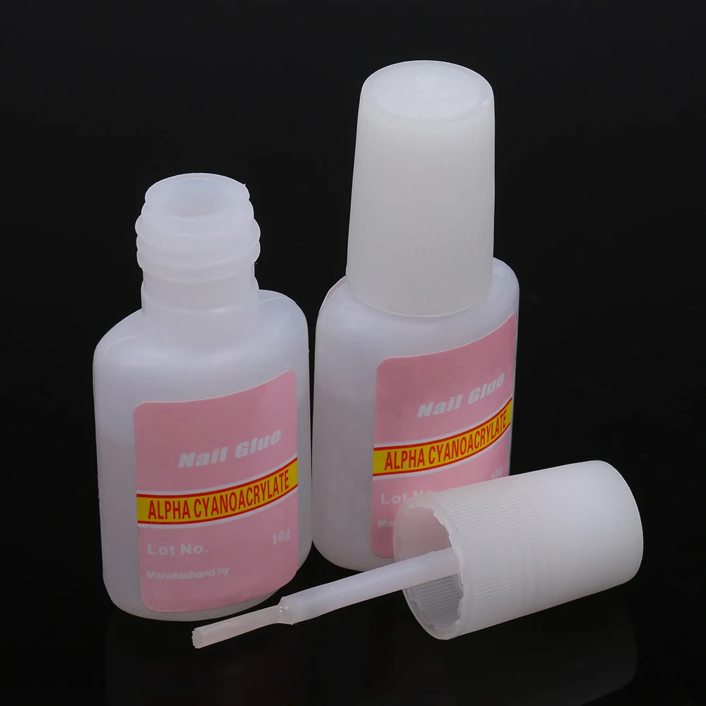 

2Pcs False Nail Gel Glue Fake Nails Glue with Brush Nail Art Tips Glitter Acrylic Decoration Nail Art Accessories