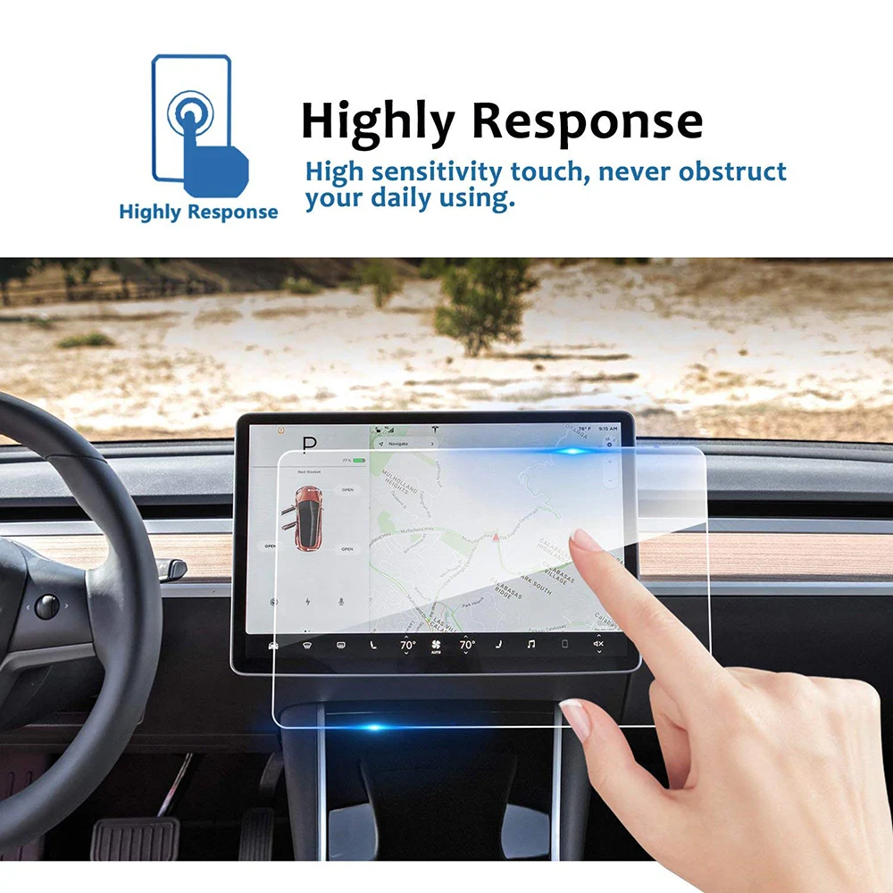 Hd membrane Weishine Tesla Model 3 Center Screen Protector Model 3 15 Center Control Touchscreen Car Navigation Touch Screen Protector Tempered Glass 9H Anti-Scratch and Shock Resistant 