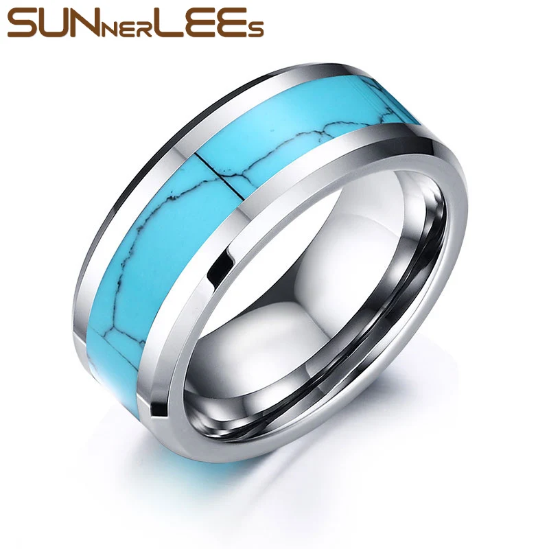 

8mm SUNNERLEES Fashion Jewelry Stainless Steel Rings Real Tungsten Carbide Ring Women Men TCR-023