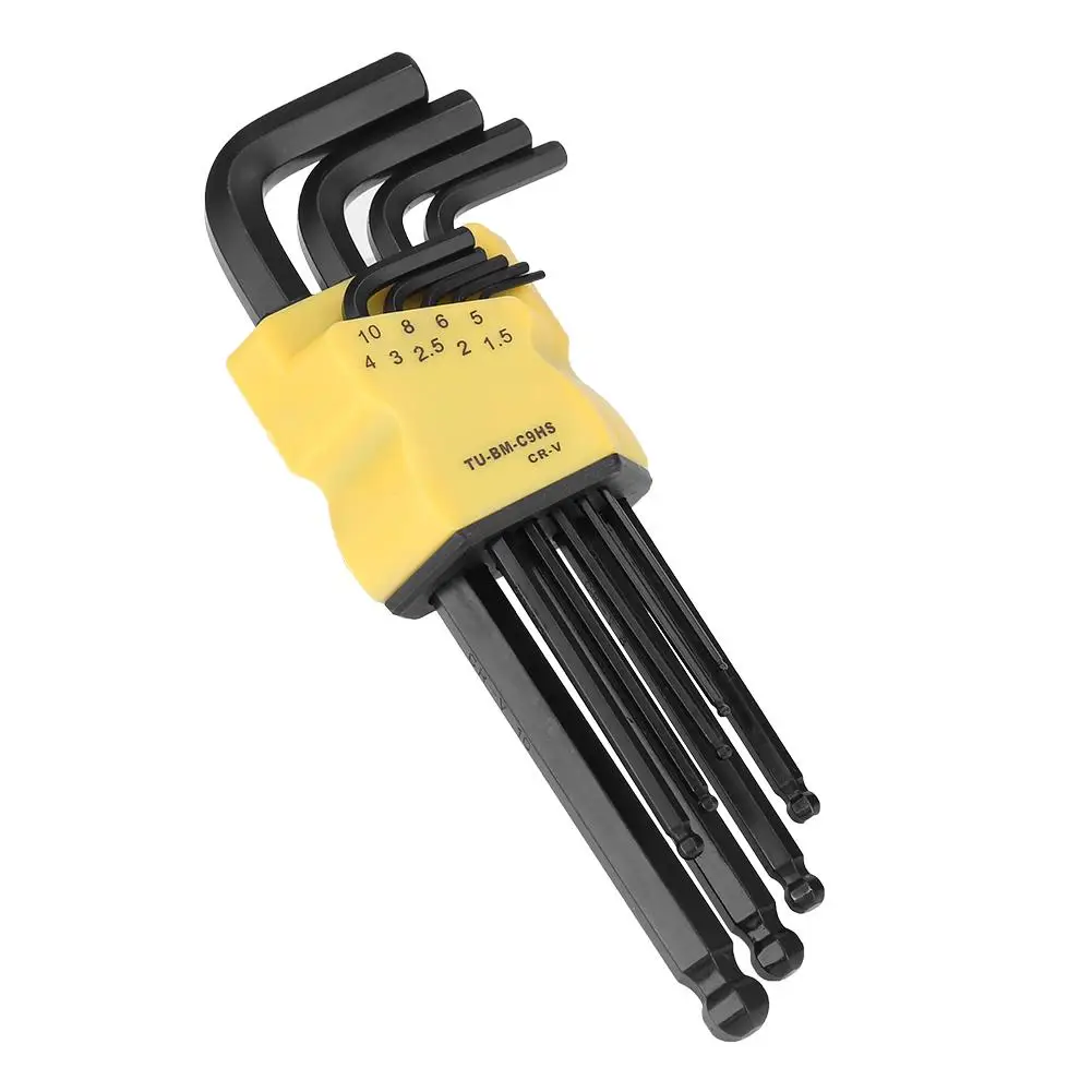 9PCS Extended Ball End Hex L-Wrench Set Professional Repairing Kit Hand Tool Wrenches 2019 new style | Инструменты