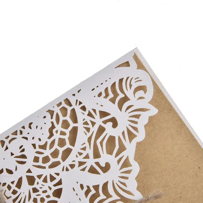  10PCS European Style Elegant Luxury Flora Laser Cut Delicate Carved Lace Wedding Party Invitation C - 32965498487