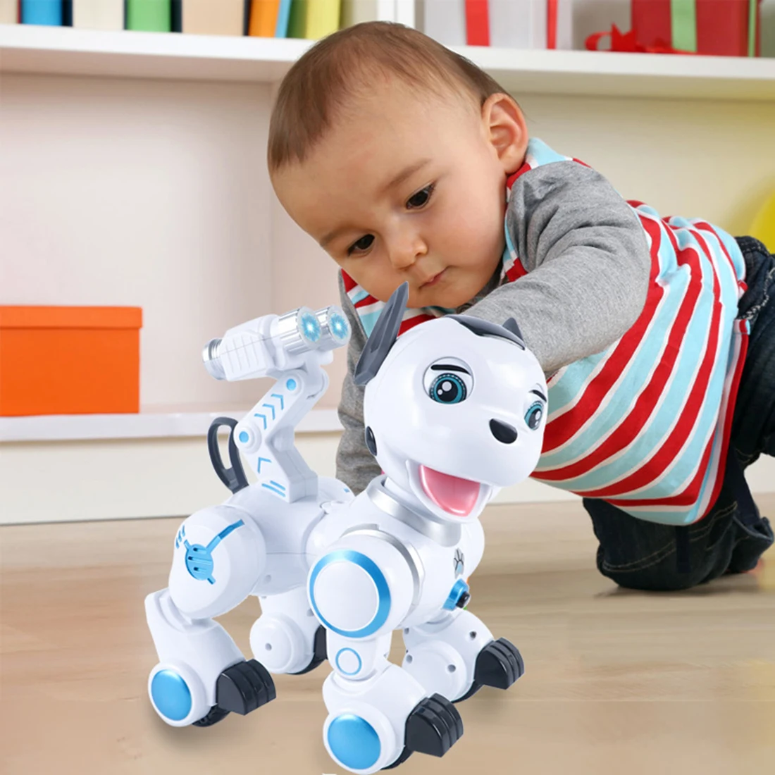 Jouet Intelligent de chien de patrouille de Robot Intelligent de RC de chien d'animal familier éducatif tôt d'enfants avec le clin d'oeil de danse pour le cadeau d'anniversaire d'enfant - 3