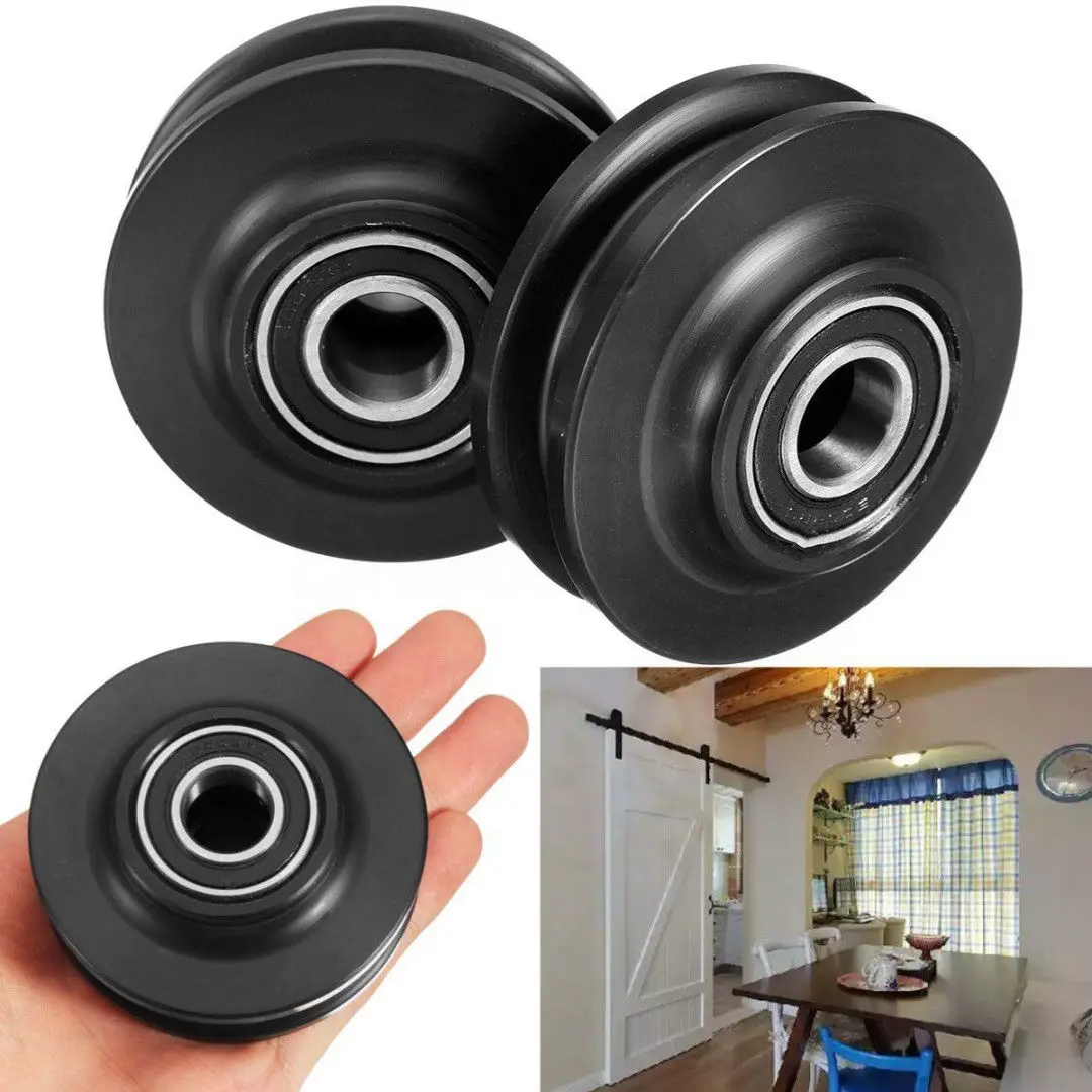 

2PCS double bearing barn door pulley American sliding door pulley cabinet window pulley Low noise high loading door roller wheel