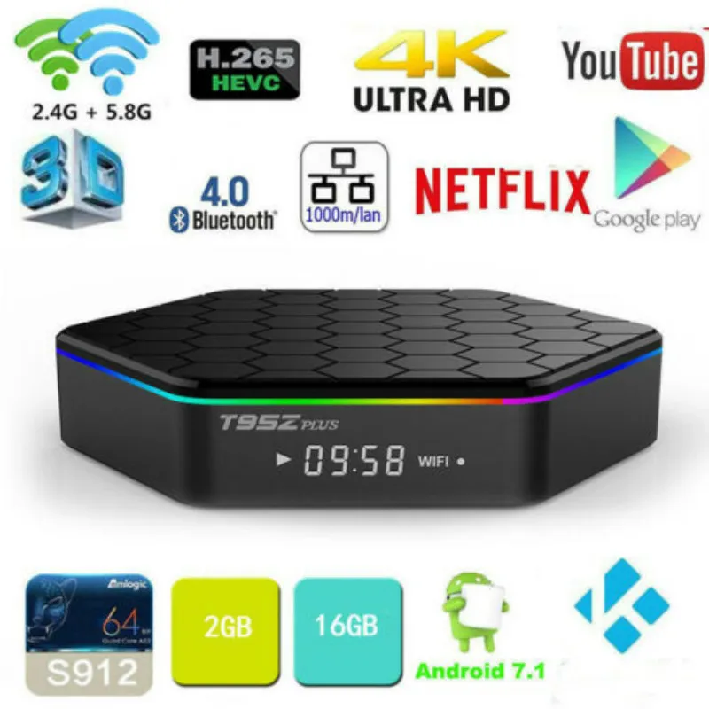 

Hot T95Z Quad Core Android 7.1 Smart TV Box 2+16GB HDMI WIFI 4K Media Streamer