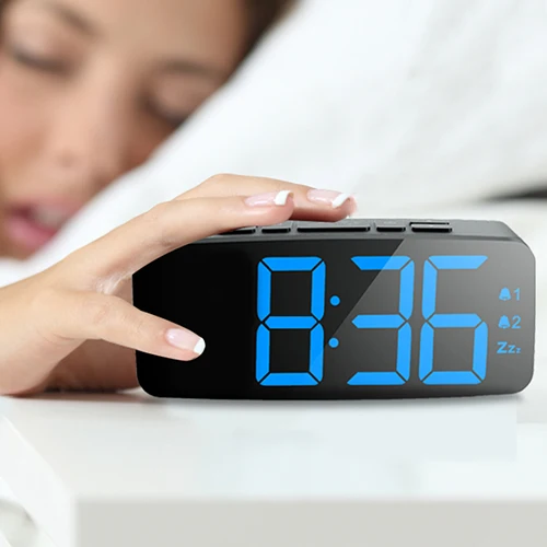 

LED Electronic Alarm Clock 6-speed backlight snooze Independent 2 groups alarm clock Silent Table Desk Clock Home Decoration #3
