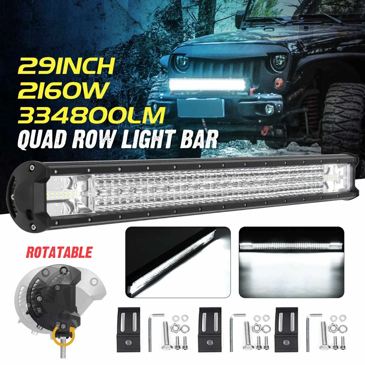 

2160W Flood LED Work Light Bar 29 inch Combo Driving Lamps Waterproof 196LED Work Light 6000K For SUV ATV Offroad Vehicle