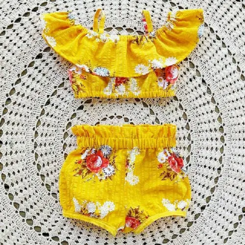 Toddler Kids Baby Girls Summer Floral Clothes T-shirt+Pants/Shorts 2Pcs Set