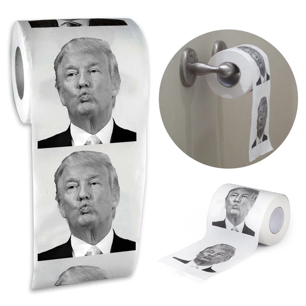 

Hot Sale Presidential Gag Gift Roll Paper Bowl Present Funny For Friend Cleaning Tool Toilet Brush Donald Trump #1127