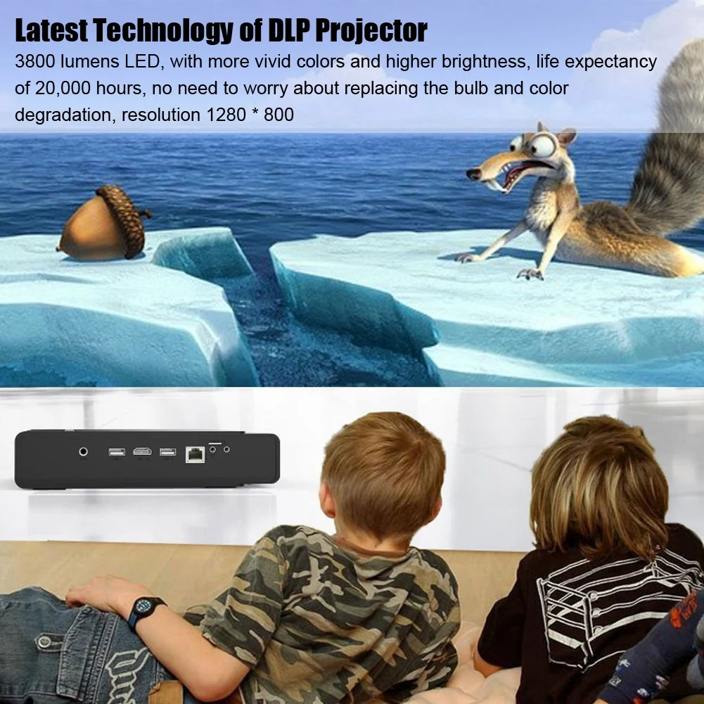 Portable 3D Mini Home Projector HD 1080P DLP Smart Projector Home Media Player HDMI USB Home Theater for Android 4.4 Hot Sale