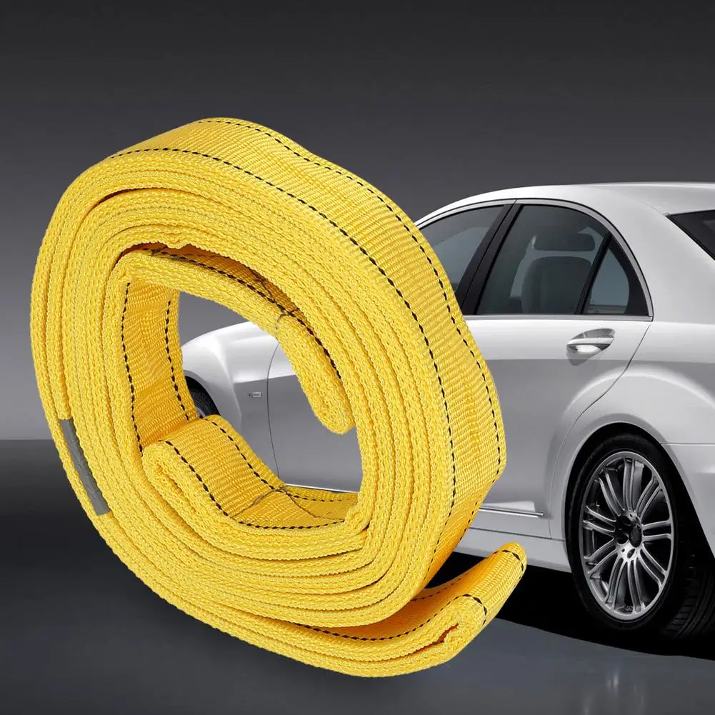 High Strength Car Auto Yellow Towing Trailer Rope Recovery Tow Strap with Hooks