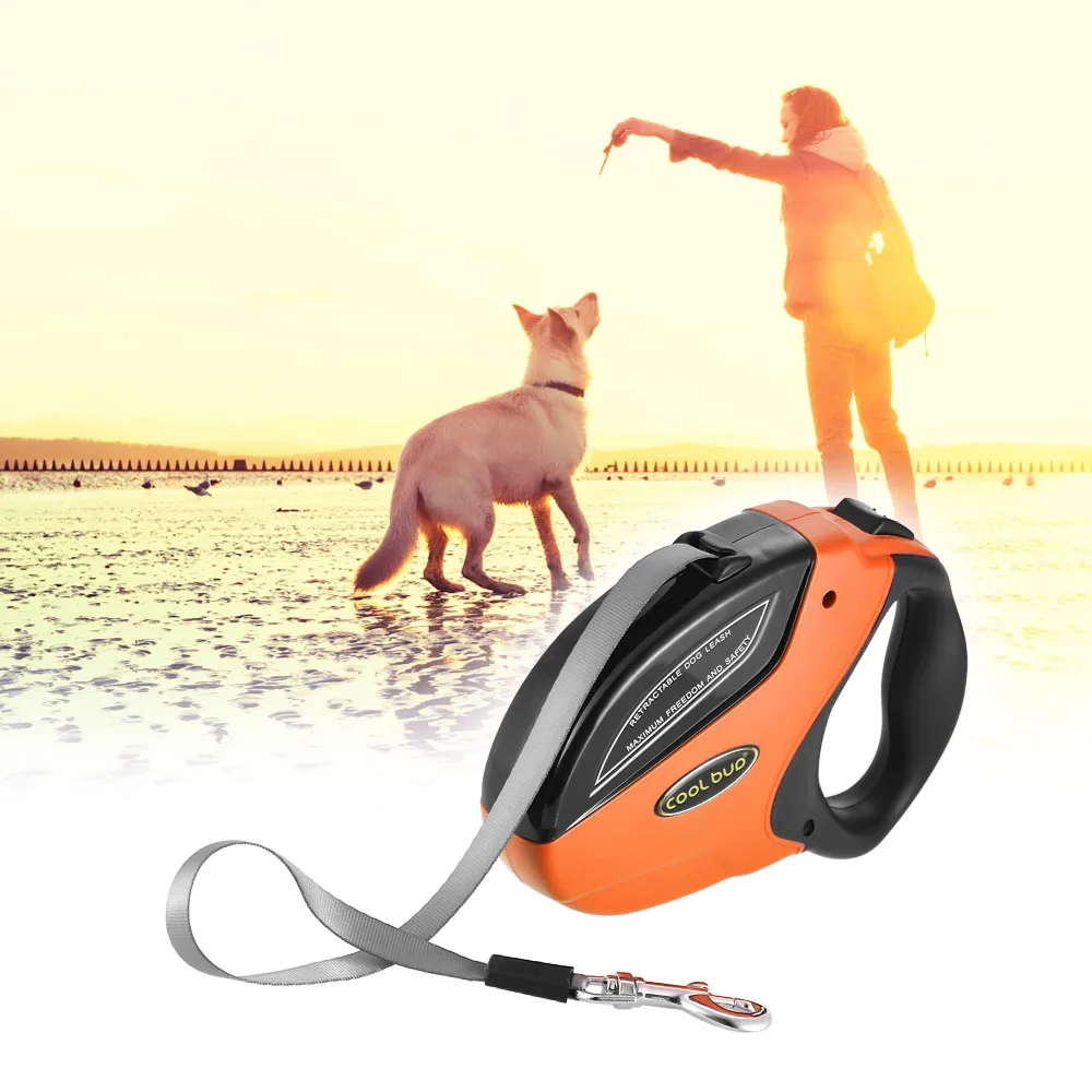 

5M Retractable Dog Walking Leash Break&Lock Button Automatic Flexible Dog Nylon Ribbon for Small/Medium/Large Dogs up to 110lbs