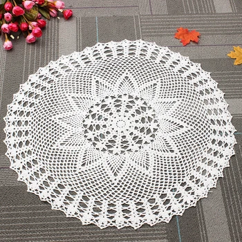 

60cm Nice Vintage Cotton Round Hand Crochet Lace Doily Placemat Hollow Out Flower Tablecloth Dropshiipping
