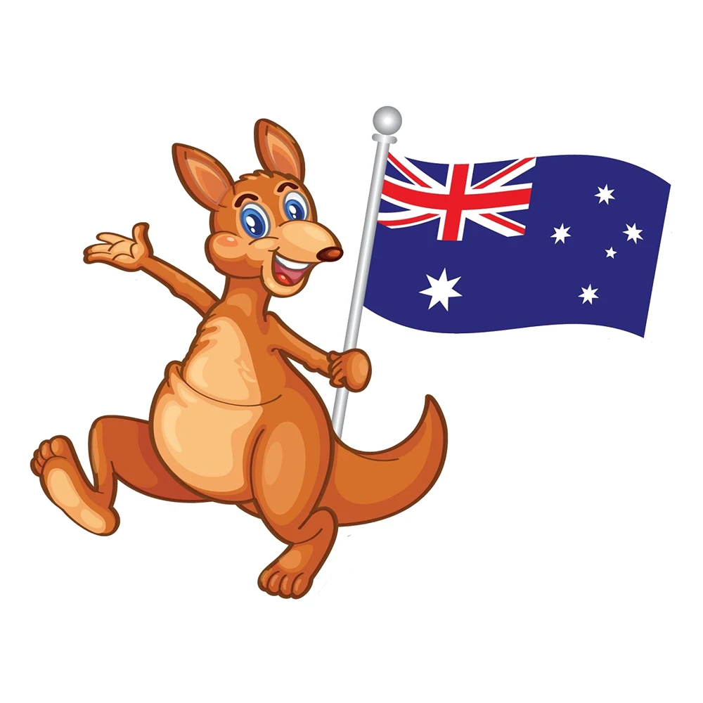 Cute Kangaroo And Australian Flag Vinyl Car Laptop Decal Decor Accessories Car Accessories Car