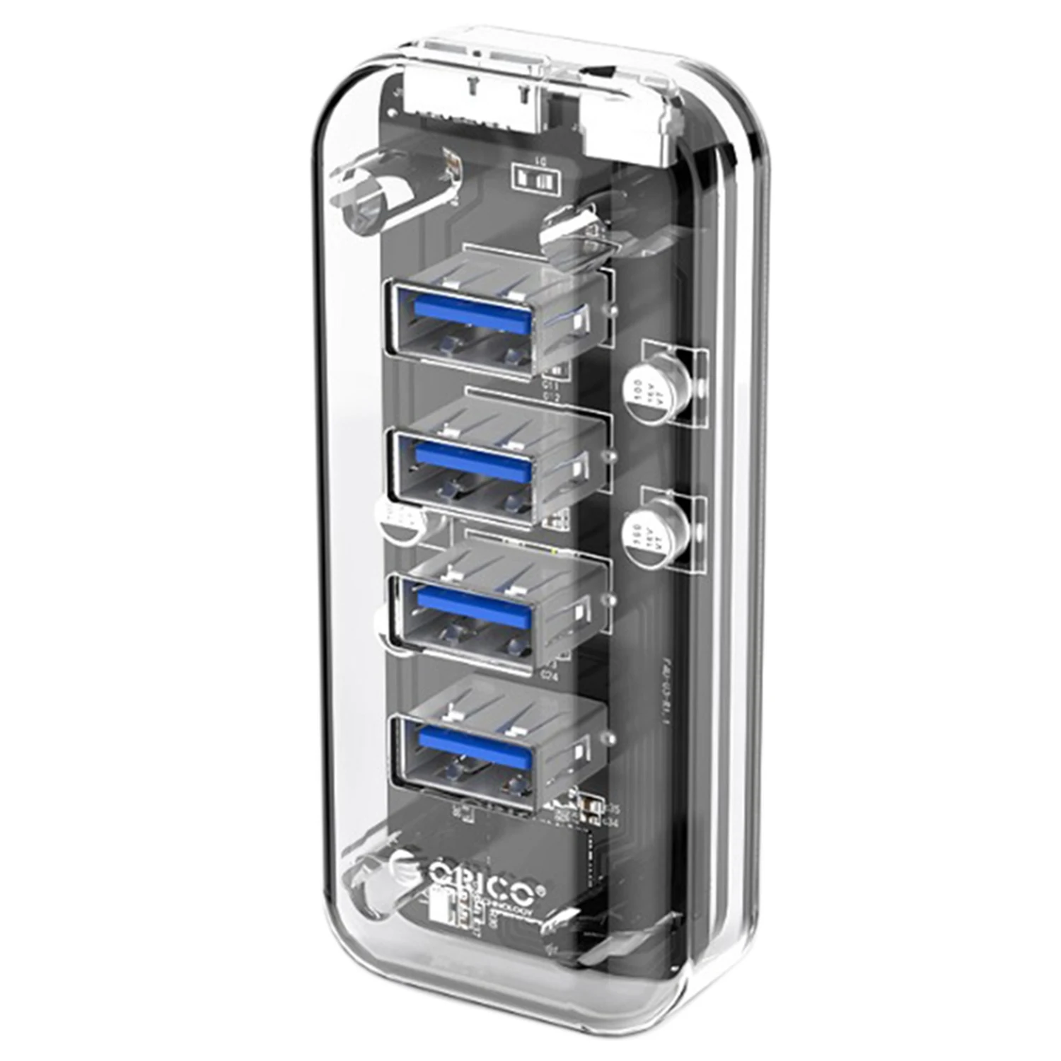 

ORICO Desktop Transparent USB 3.0 HUB 4 Ports 5Gbps High Speed HUB With Power Charger For Mobile Phone Windows Mac Linux Lapto