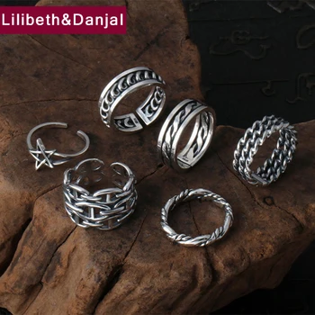 

Black Ring 100% Real 925 Sterling Silver fine jewelry for men women Vintage fashion Lucky Hollow Weaving ladies Ring 2018 R103