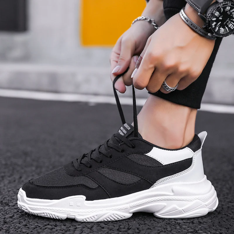 Hommes Respirant Men Men forme gray Blanc Casual Plate De White Black Printemps Chaussures Classique Avec black Sneakers' Sneakers Formateurs Chunky r4r0fq