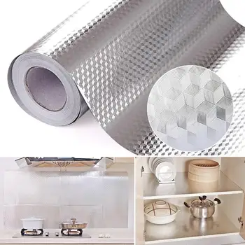 25 Aluminum Foil Kitchen Stickers Maison Decoration Sticker Self Adhesive Waterproof For Furniture 16 x 395