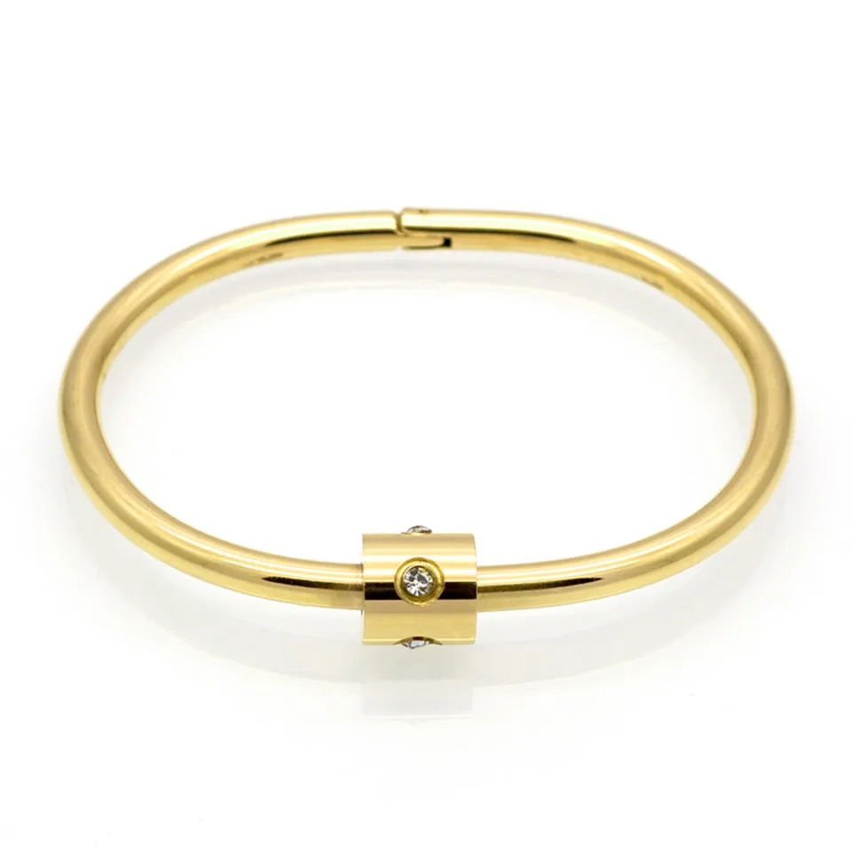 

2019 Luxury Brand Pulseira Stainless Steel Crystal Bracelets & Bangles Gold Color Screw Love Jewelry Bracelet For Women