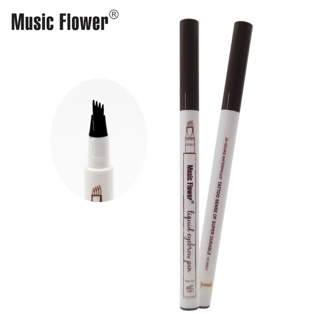 

Music Flower 4 Head Eyebrow Tattoo Pen Waterproof Fork Tip Sketch Makeup Pen Long-lasting Eyebrow Pencil Easy To Wear TSLM1