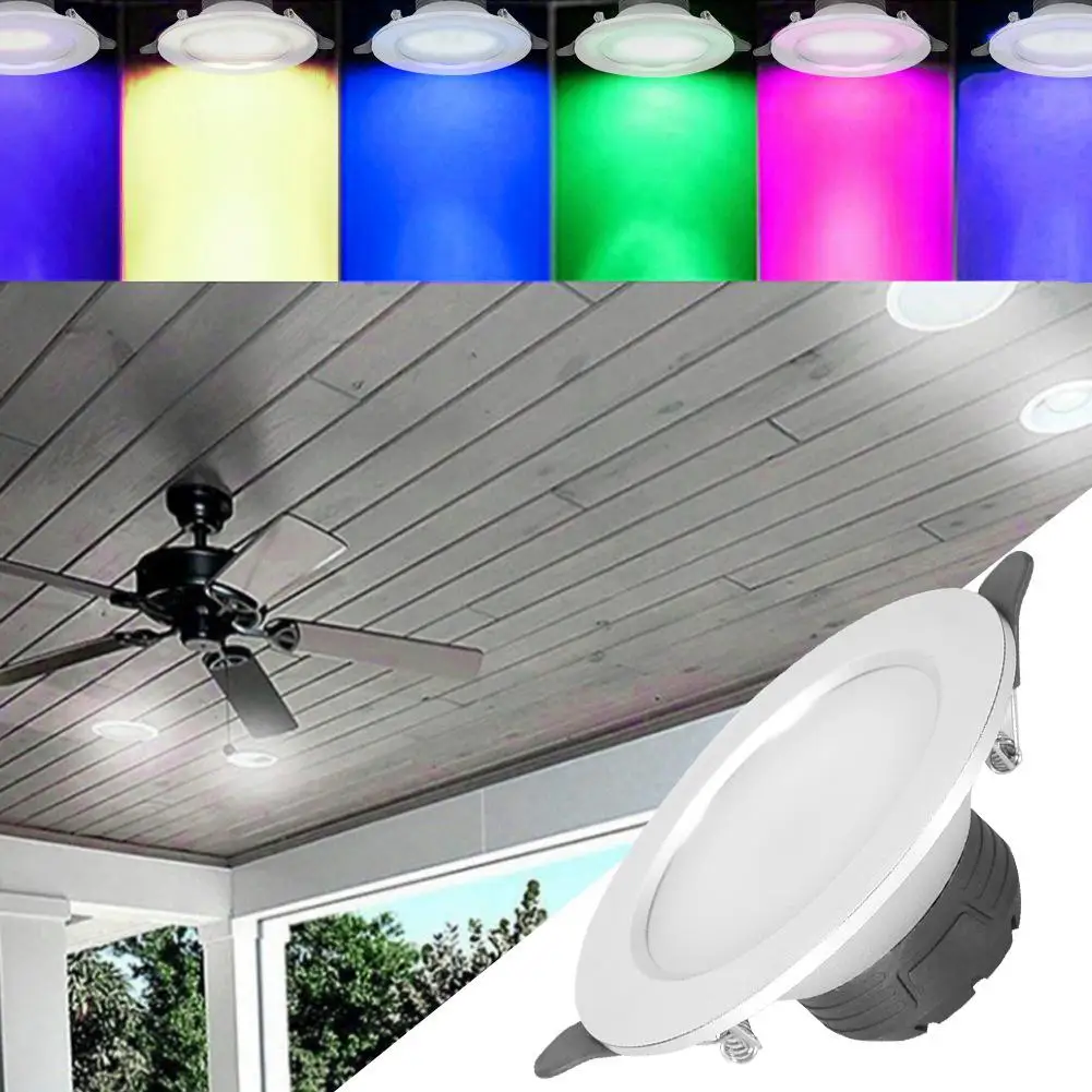 

7W LED RGB+W Downlight Ceiling Light Embedded WiFi Remote Control Smart Decorative Hotel Lamp AC 85-265V 2.4GHz Wifi
