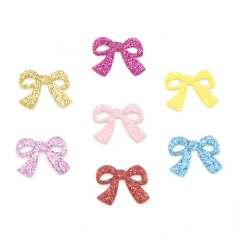 

100Pcs 20mm Glitter Leather Fabric Patches Bowknot Applique for DIY Crafts Clothes Hair Clips Tie Dotted Decor Accessories G59