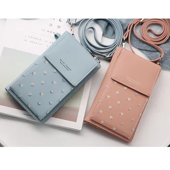 

Wallet Female Purse Mobile Phone Shoulder Authentic Embroidery Printing Diagonal Colours Messenger Crossbody Lady Women Wallets