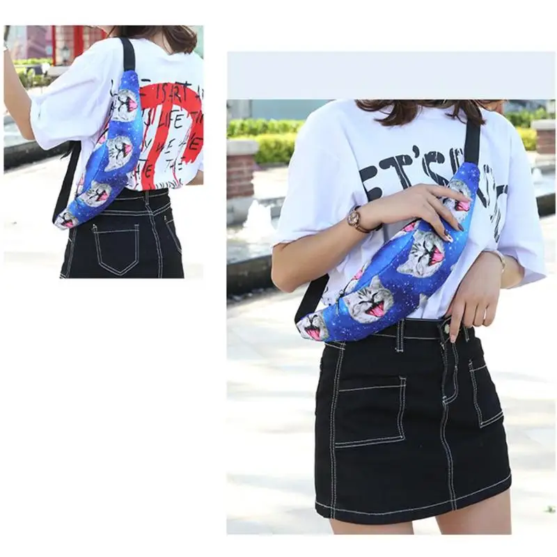

2019 Canvas Women 3D Cartoon Printed Waist Pack Fashion Crossbody Sling Shoulder Chest Bag Ladies Fanny Pack Female Belt Bag