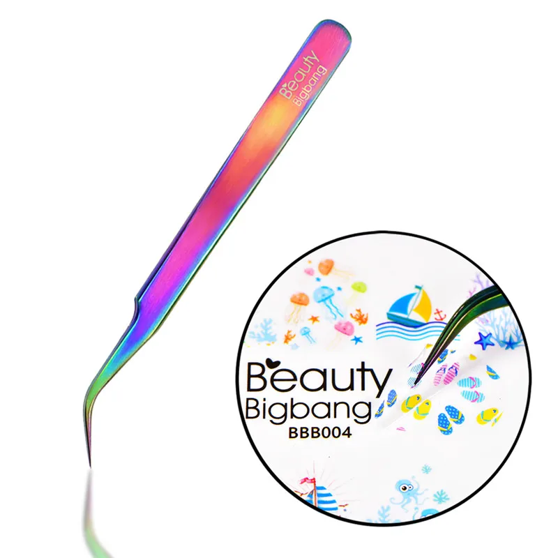 BeautyBigBang Радужный пинцет для ногтей, инструмент для маникюра, инструмент для маникюра, инструмент для ремонта, инструменты для наращивания ресниц