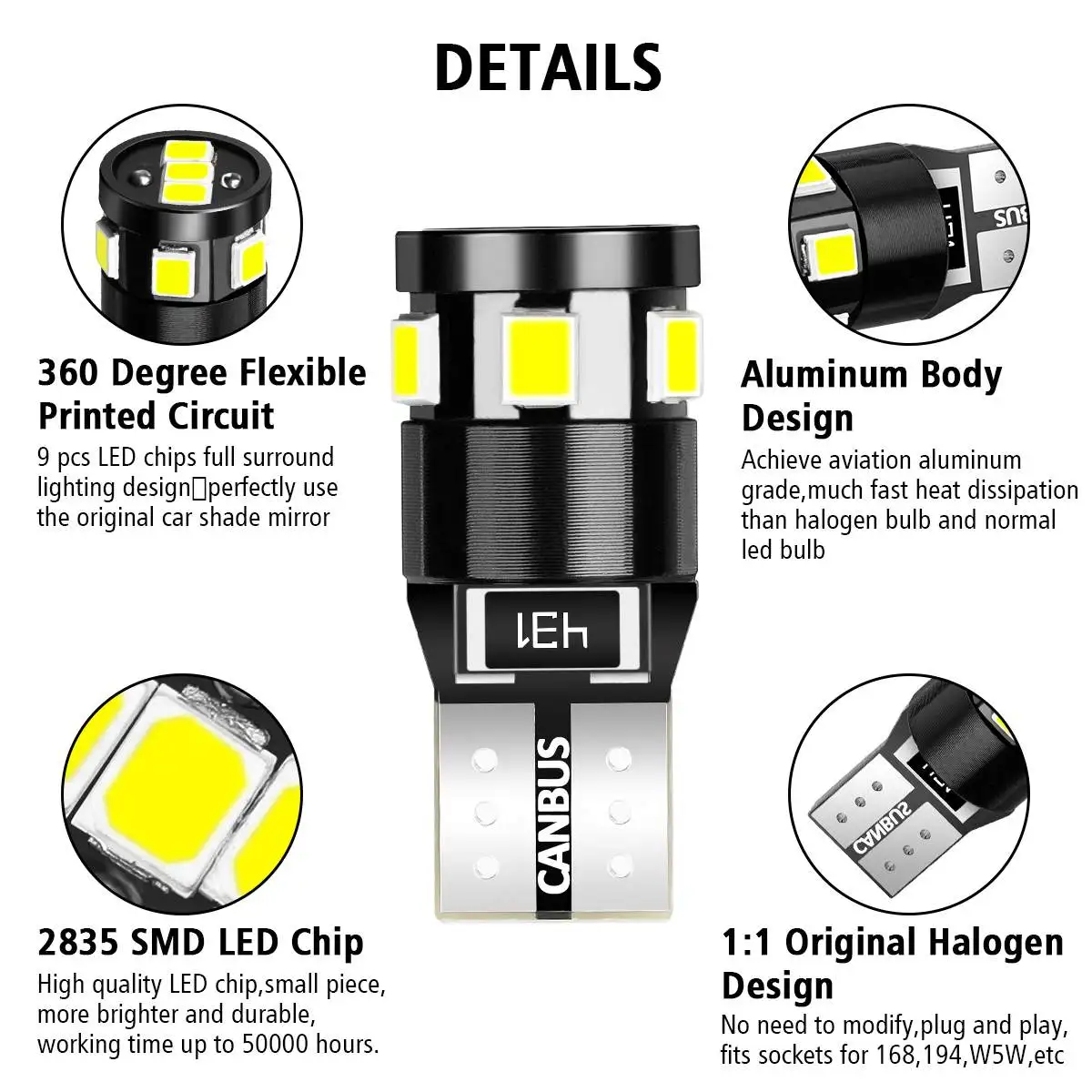 10 шт AUDEW T10/W5W светодиодный боковых габаритных огней лампы 9 SMD2835 светодиодный витые бусины авто тормоз с клиновым разжимом лампа IP65