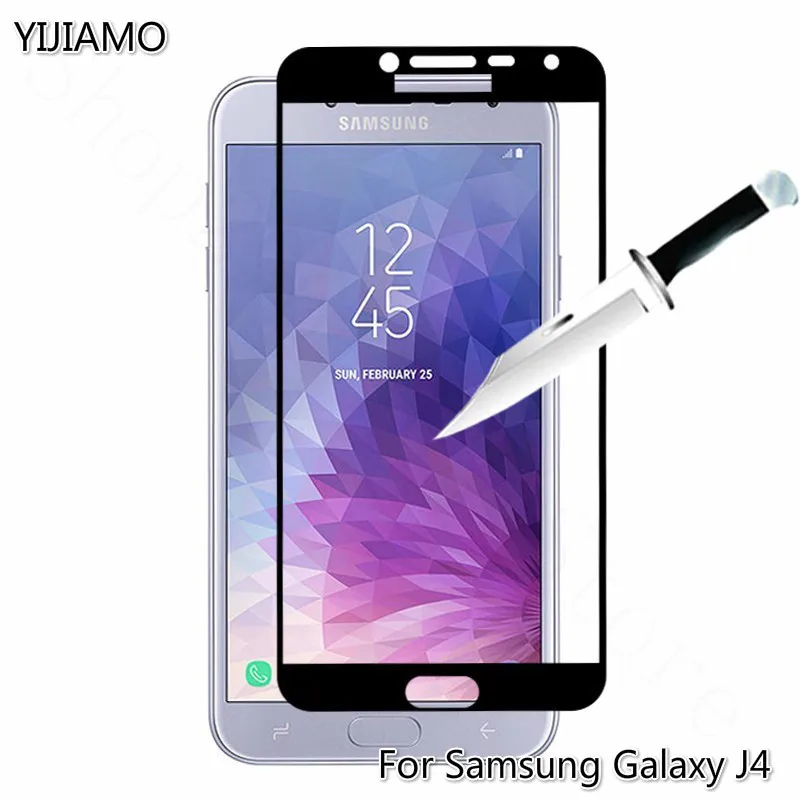 Закаленное стекло с полным покрытием для Samsung Galaxy J4 2018 Защитная пленка экрана 9H на