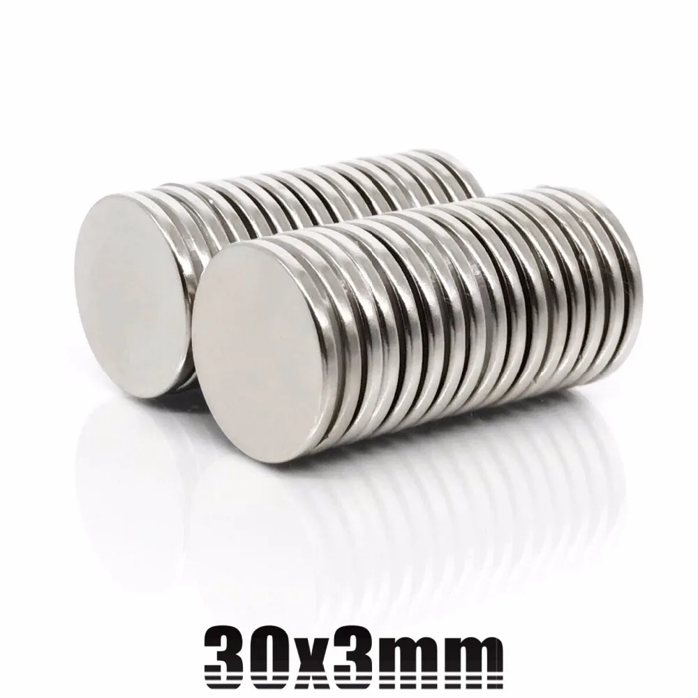 Высокое качество 20шт N35 30 мм x 3 мм сильные круглые Дисковые Магниты редкоземельные неодимовые магниты 30*3