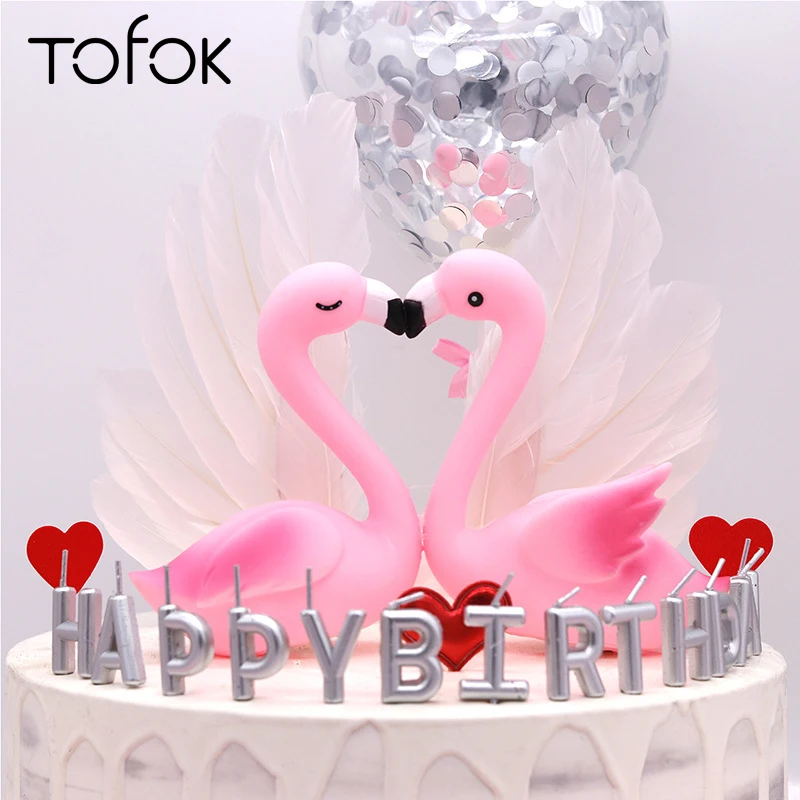 

Tofok Enamel Cake 1pc Flamingo Decorative Pendant Baking Birthday Wedding Cake Party Ceremony Handicrafts Cartoon Light Decor