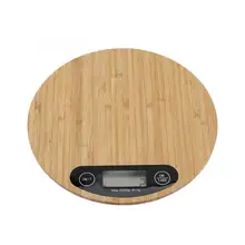 Круглые бамбуковые ручки светодиодный Дисплей Электрический Кухня весы Пособия по кулинарии Еда принимает массу весом до 5 кг/1 г цифровые Кухня весы