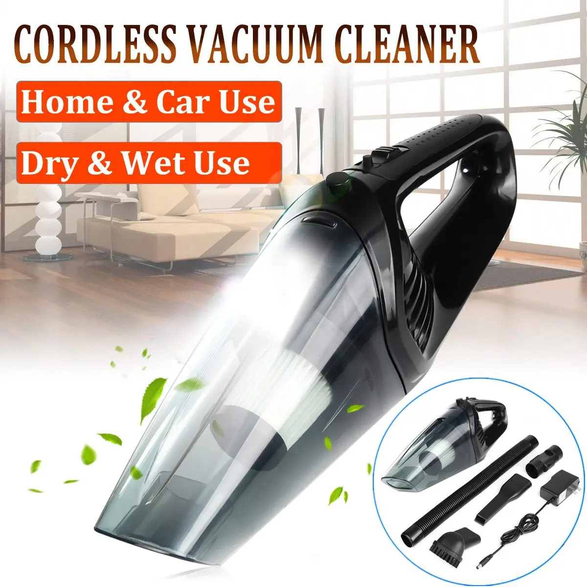 

120W Rechargeable Cordless Vacuum Cleaner 220V LED Compact Handheld Cleaner Wet Dry Dual Use Portable Home Vacuum Cleaner