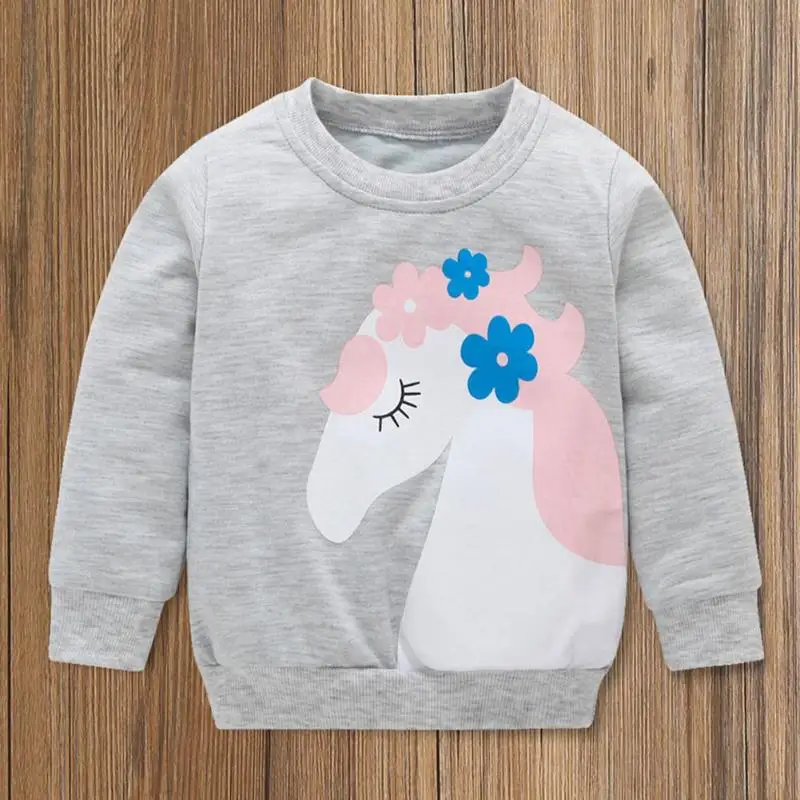 

Autumn Infant Warm Sweatshirt Cute Horse Print O-Neck Baby Soft Casual Tops