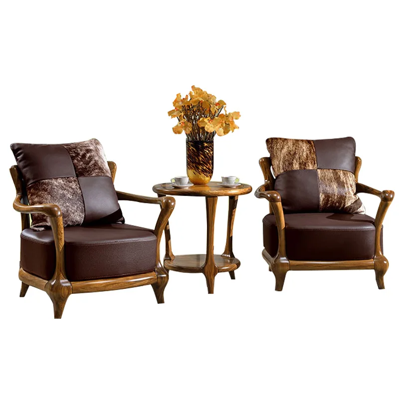 Подлинная кожаный стул для отдыха деревянный потертый шик американский кантри дизайн для гостиной деревянный мебель футон muebles де Сала