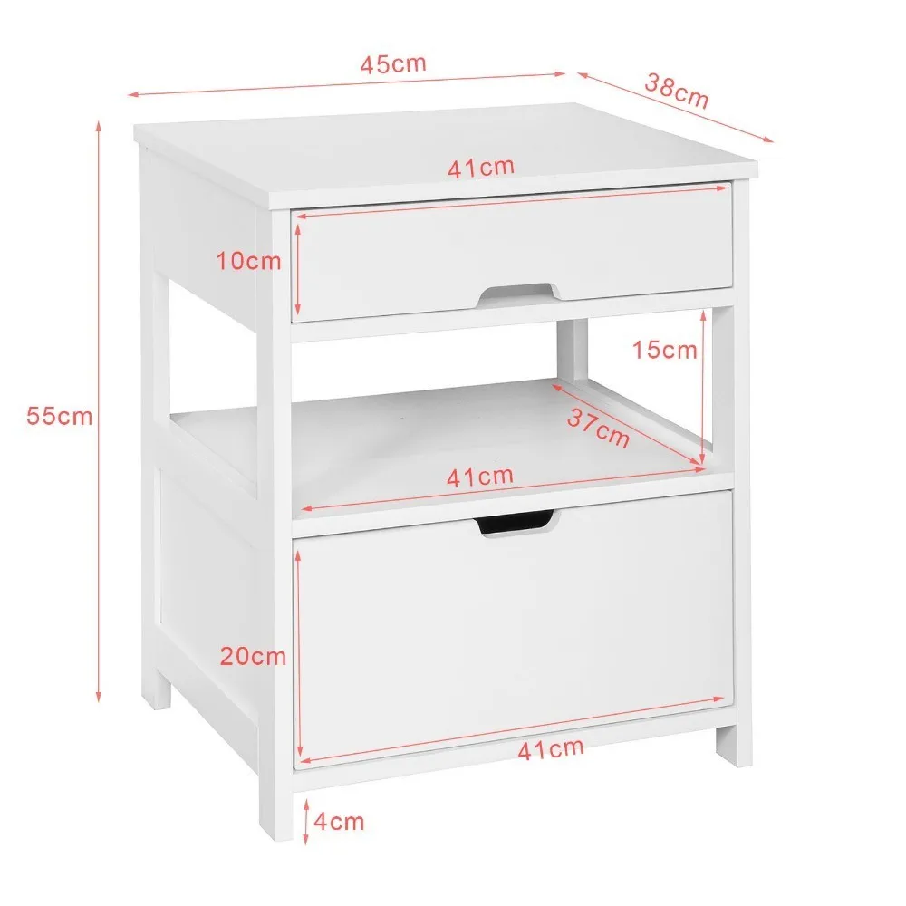SoBuy FRG258-W, Bed side Table with 2 Drawers, Night Stand Lamp Table end table SoBuy FRG258-W, Bed side Table with 2 Drawers, Night Stand Lamp Table end table
